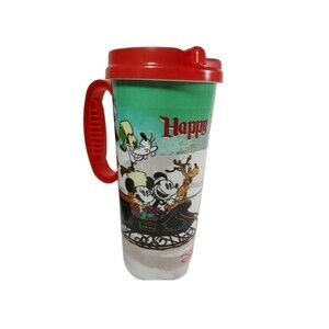 Disney Parks Happy Holidays 16oz Plastic Travel Mug Paul Rudish Art Whirley Mug